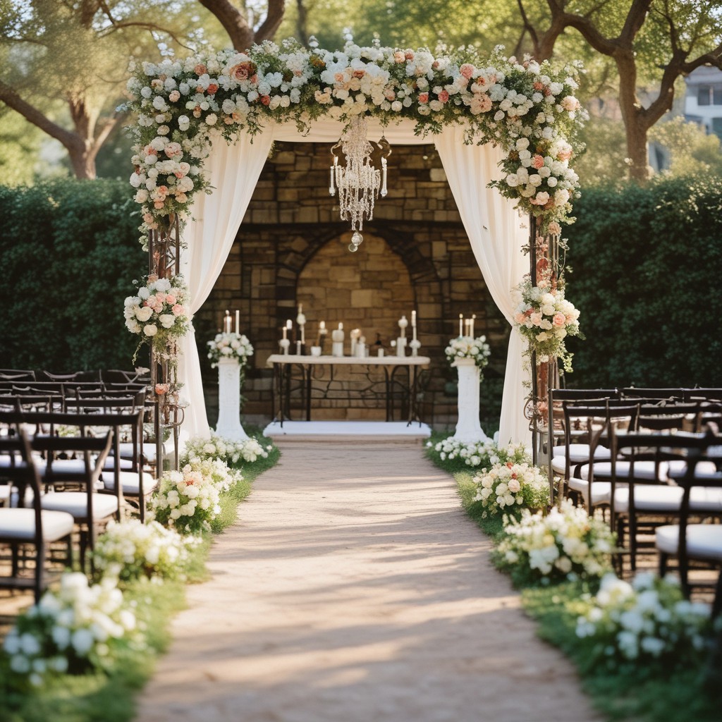 Dramatic Ceremony Backdrop With Gothic Details