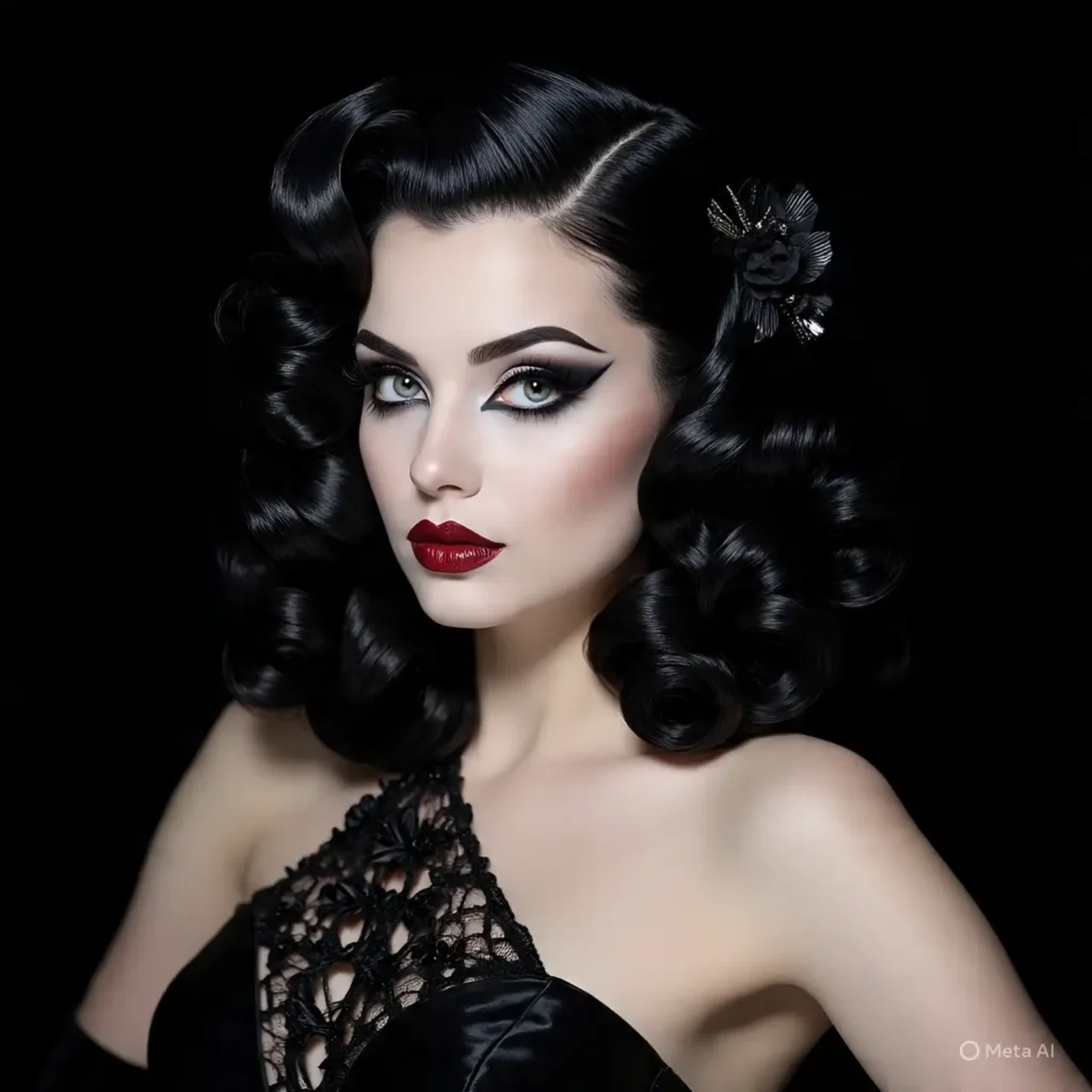 Retro Pin-Up Curls in Jet Black