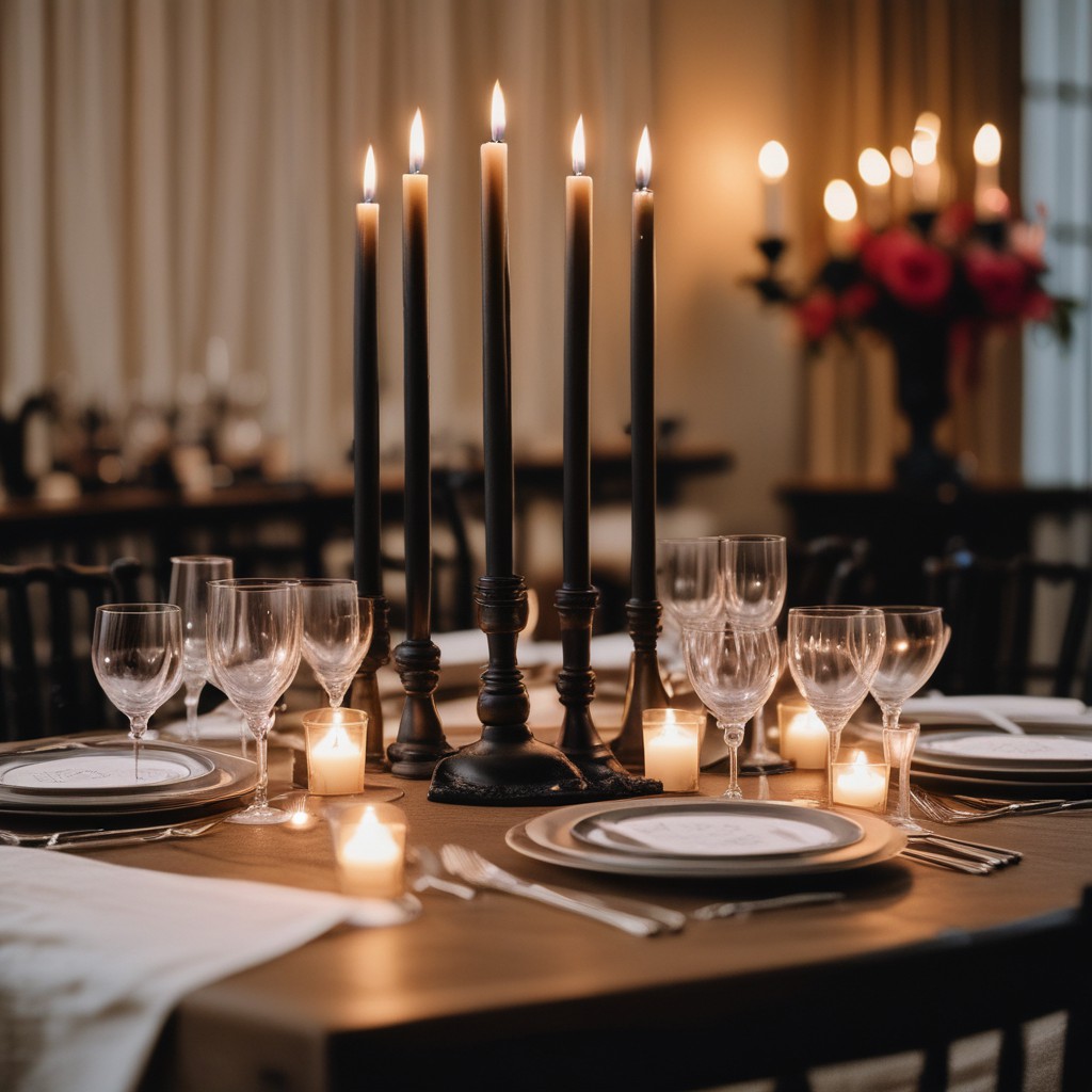 Romantic Black Taper Candles for Vintage Drama