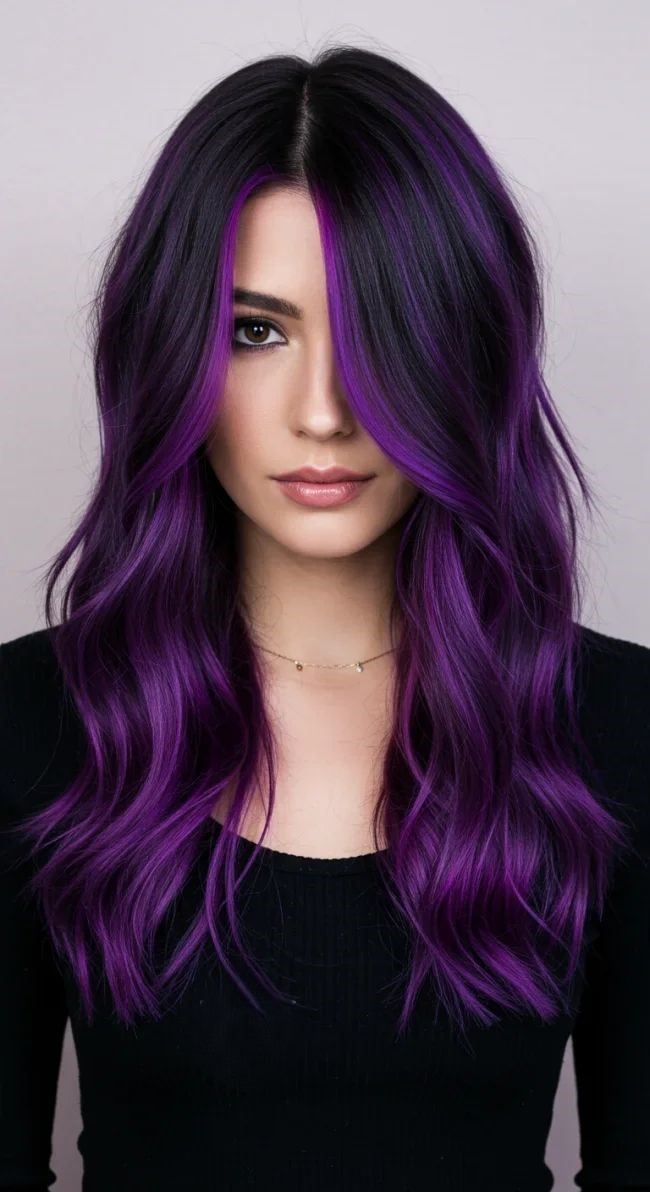 Raven Black with Purple Highlights