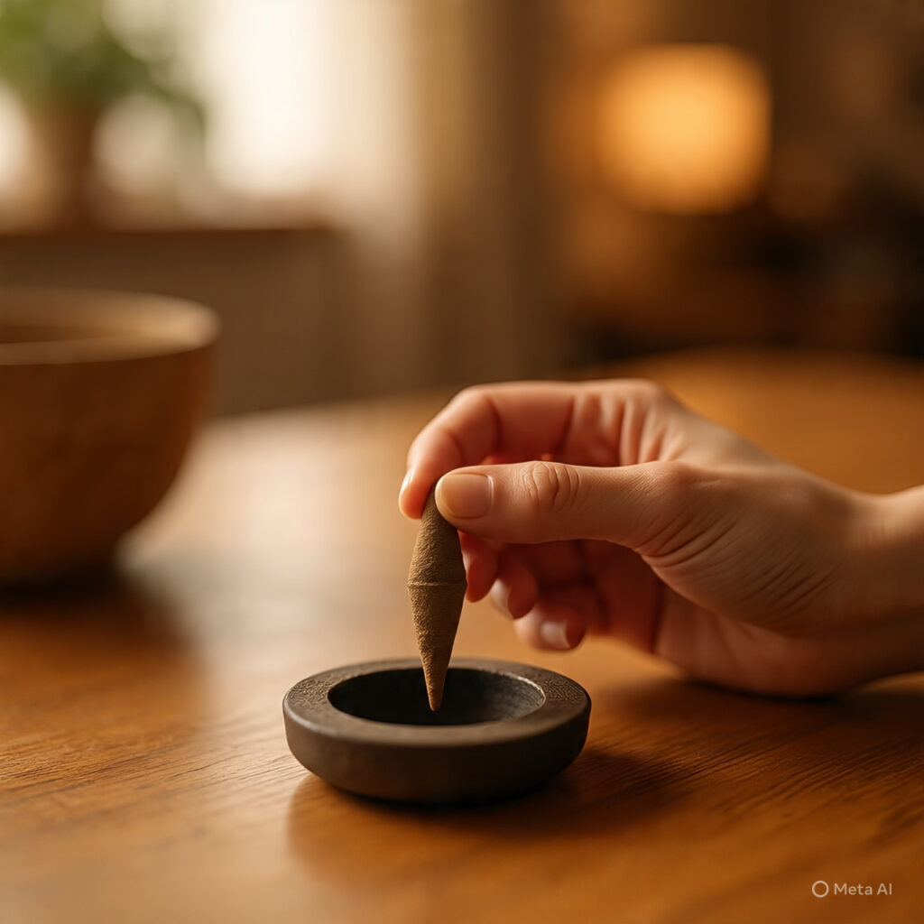 Step 2: Place the Backflow Incense Cone Properly