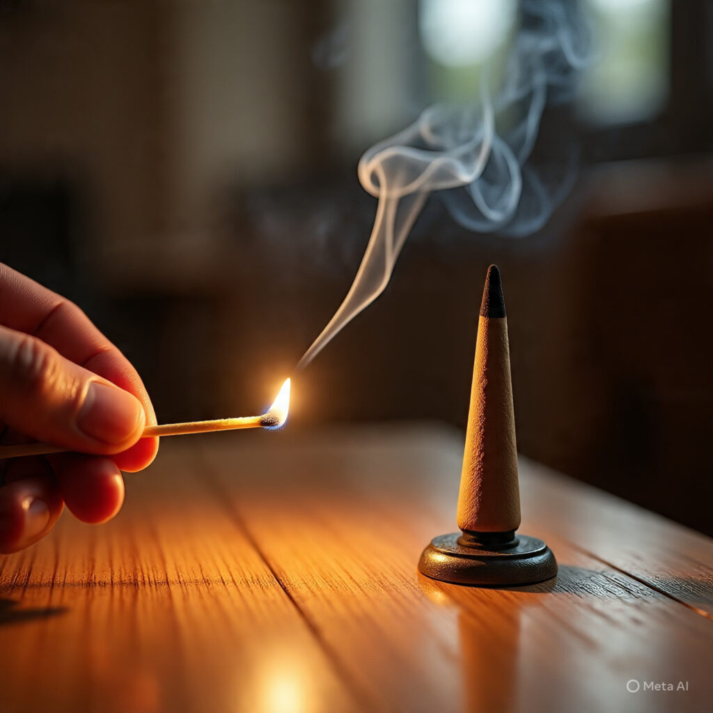 Step 3: Light the Backflow Incense Cone