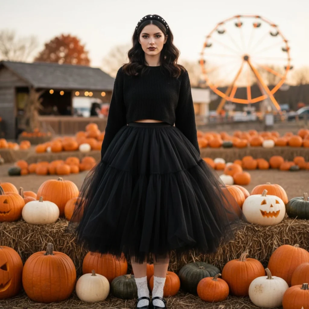 Tulle Midi Skirt + Cropped Sweater