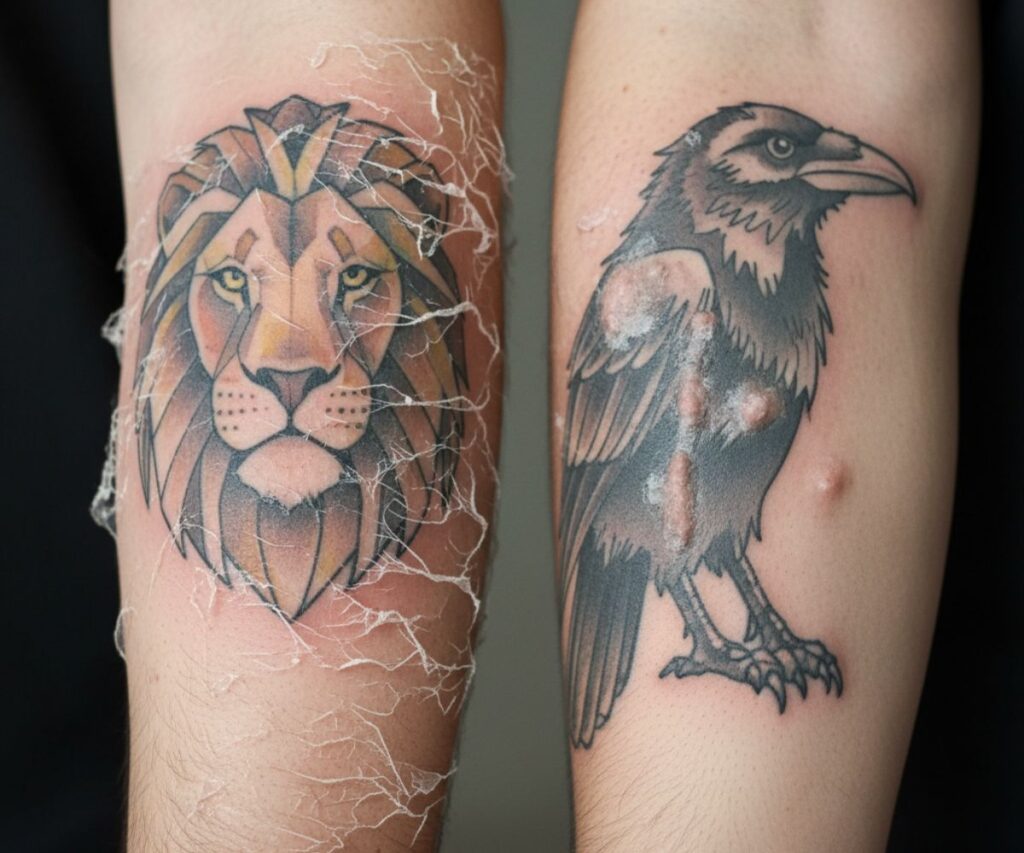 Healthy Peeling vs. Over-Peeling of tattoo