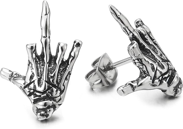 Gothic Skeleton Hand Studs – Stainless Steel