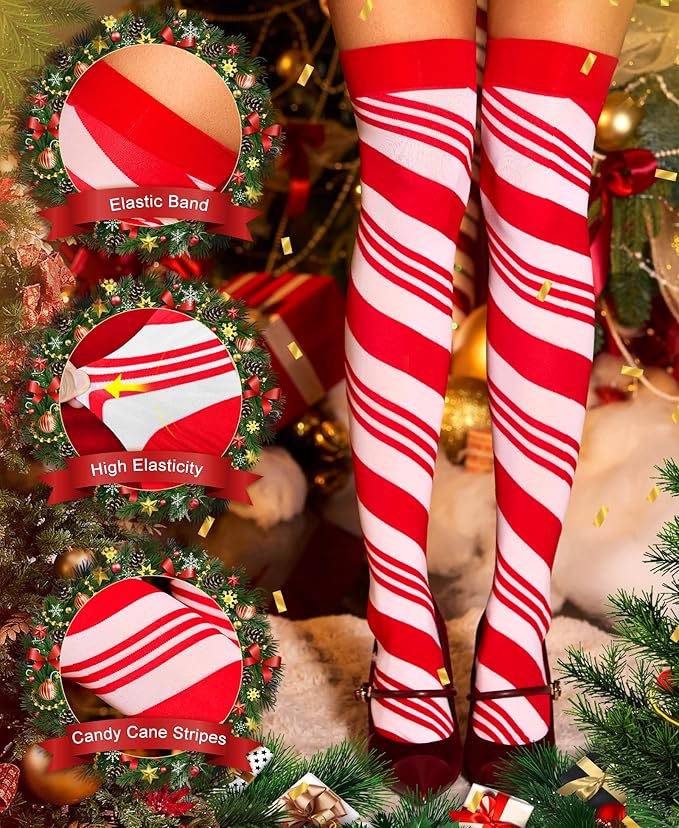 RSLOVE Christmas Thigh High Stockings Sexy Striped